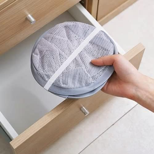 Zerolex Zerolex Laundry Bag Hanging Dirty Clothes Net Pouch Portable Storage Basket with Handle Household Folding Mesh Bathroom Polyester Hanging Laundry Basket Bag Hanging Laundry Basket  - Image 4