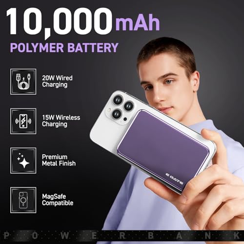 E GATE 120 PW Wireless Power Bank 10000mAh Fast Charging| QC+PD Fast Charger - 22.5W Wired & 15W Wireless powerbank for Android, iPhone 12 & Above | with Magnetic Ring | Metallic Finish - Image 2