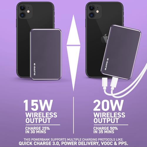 E GATE 120 PW Wireless Power Bank 10000mAh Fast Charging| QC+PD Fast Charger - 22.5W Wired & 15W Wireless powerbank for Android, iPhone 12 & Above | with Magnetic Ring | Metallic Finish - Image 5