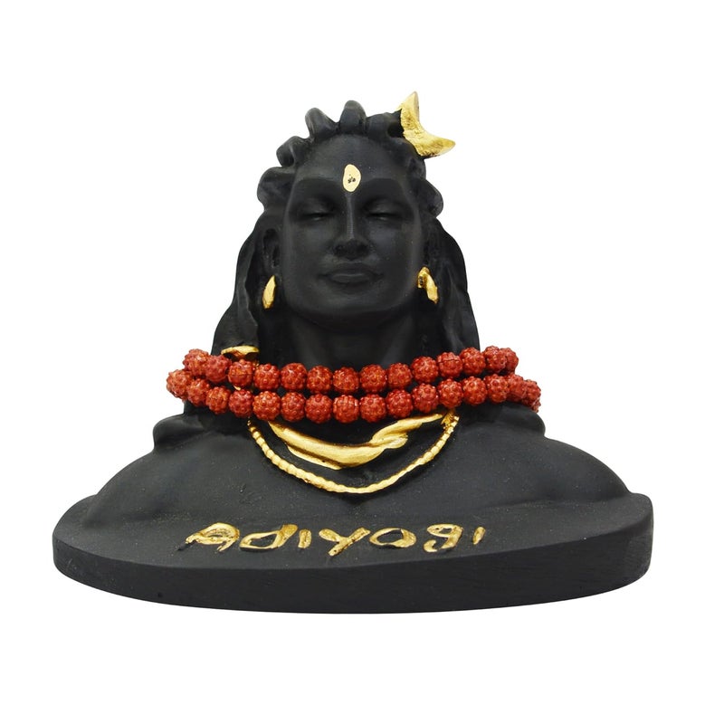 BLADESMITH Lord god Mahadev Bholenath Shivji Adiyogi Shiva Statue Idol Murti for Car Dashboard with Rudraksh Mala IdleHome Decor Handcrafted Resin Figurine Spiritual Gift for Meditation 3 Inch - Image 4
