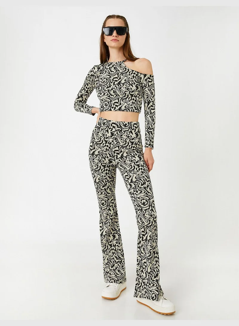 كوتون Flare Leg Trousers High Waist