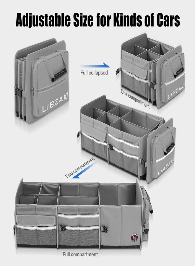 LI LIBZAKI LIBZAKI Oversize 4 in 1 Car Trunk Storage Organizer, Multi Compartment Collapsible Trunk Storage Box with Cooler Bag for Car Truck SUV-Gray - Image 3