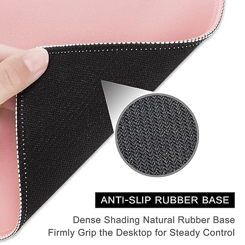 Hsurbtra Mouse Pad, Premium-Textured Square Mousepad 10.2 x 8.3 Inch, Stitched Edge Anti-Slip Waterproof Rubber Pretty Cute Computer Mat for Office Gaming Laptop Women Kids Pink - Image 4