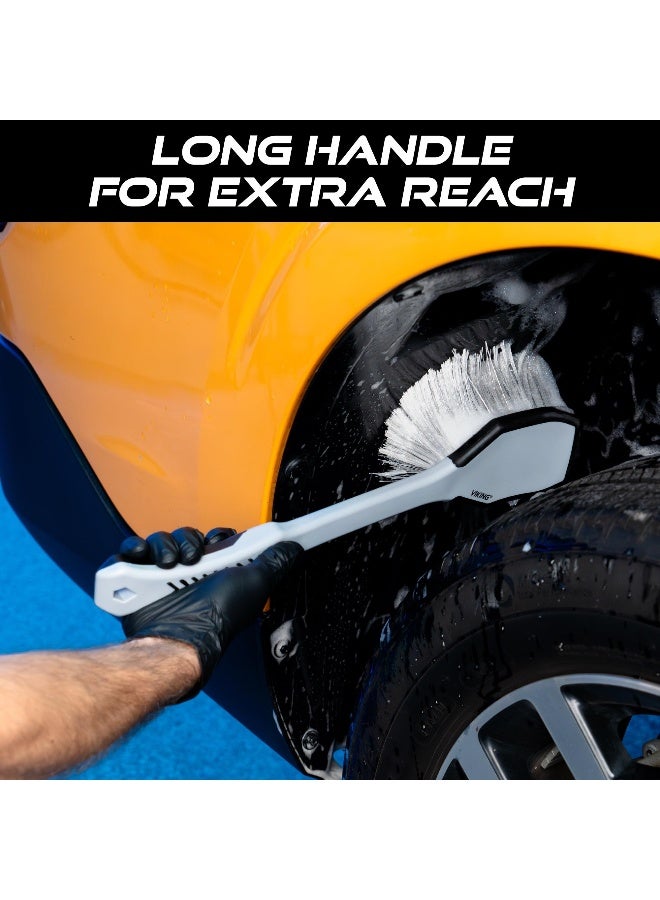 VIKING Car Wash Brush Wheel and Fender Brush Long Handle Tire Cleaner for Car Detailing 165 Inch GreyBlack - Image 2