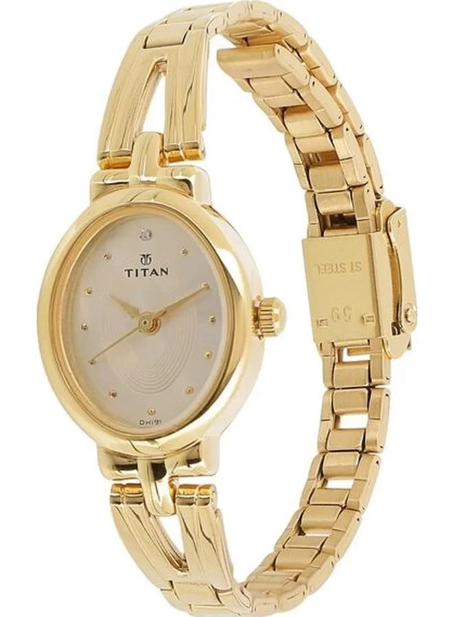 TITAN Women's Analog Display Watch With Gold Stainless Steel Strap - 2594YM01