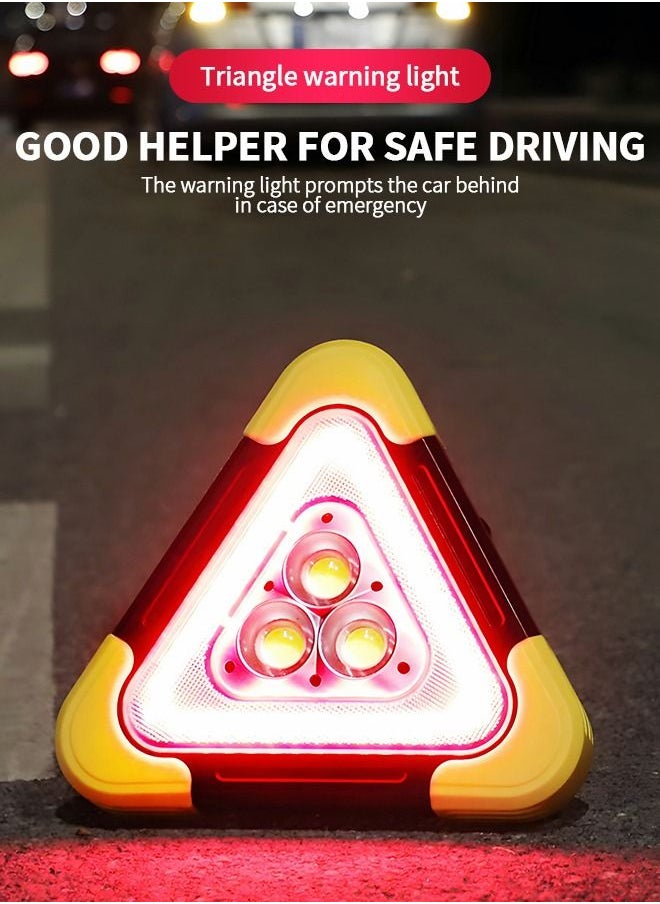 GROIC - Multifunctional Emergency Warning Triangle - Car Triangle Warning Sign Tripod with Reflective vest，Safety Signal Light, LED flood Light, Water-resistant, Shockproof,Portable - Image 1