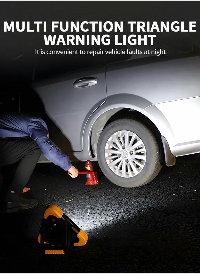 GROIC - Multifunctional Emergency Warning Triangle - Car Triangle Warning Sign Tripod with Reflective vest，Safety Signal Light, LED flood Light, Water-resistant, Shockproof,Portable - Image 1