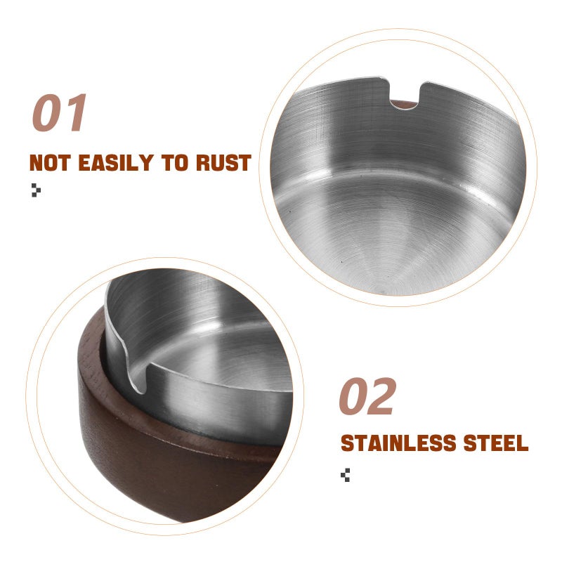 Stainless Steel Round Ashtray Indoor Cigarette Butt Holder for Home and Office Use - Image 4