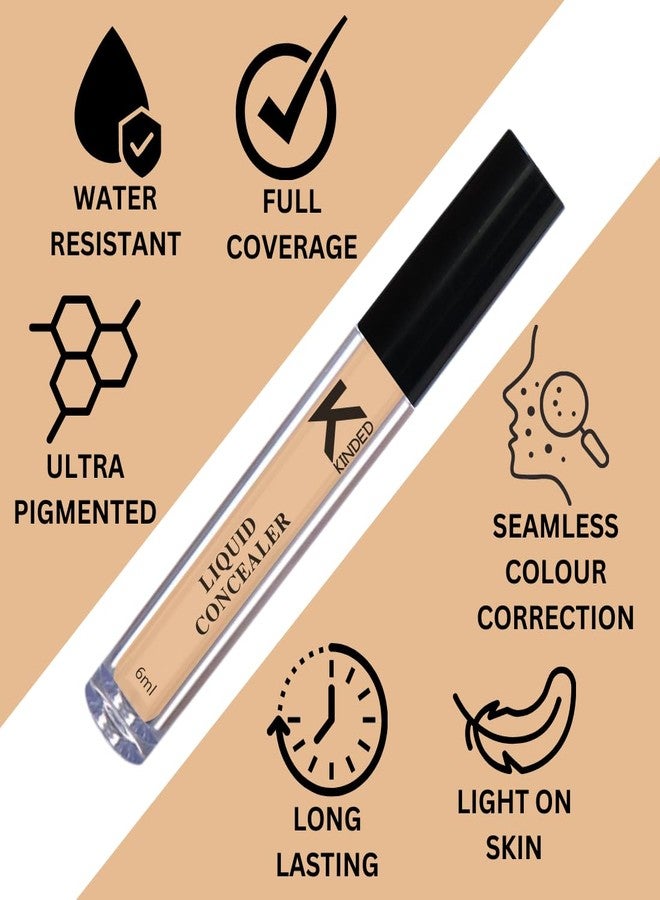 KINDED Liquid Concealer Full Coverage Colour Corrector Contour Waterproof HD Pro Master Series for Dry & Oily Skin Dark Circles & Spots (Creamy Matte, Yellow Tone & Go Natural Combo, 6 ml each) - Image 4