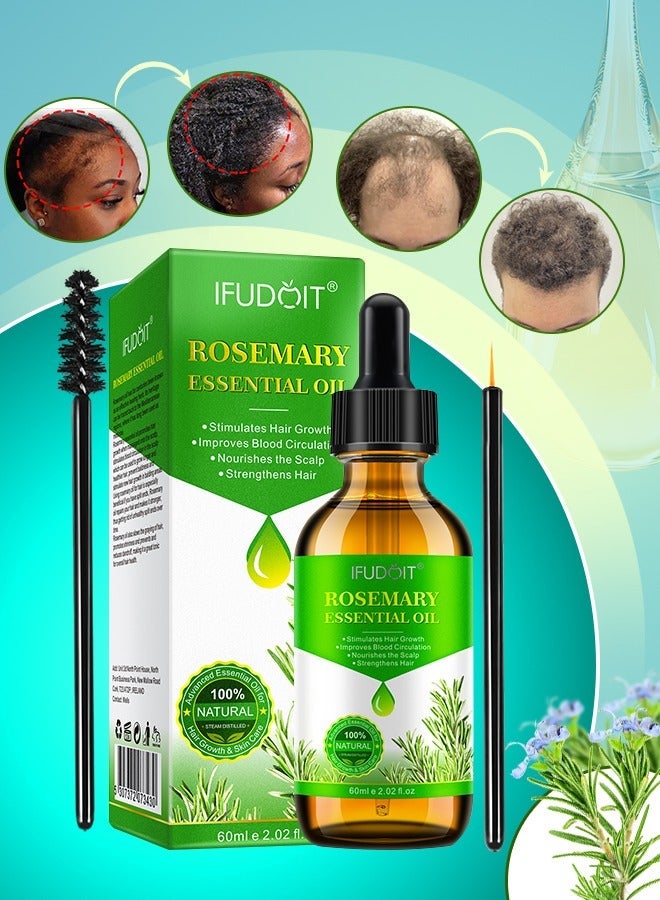 IFUDOIT 60ml Rosemary Essential Oil for Hair Growth Pure Organic Rosemary Oil for Dry Damaged Hair and Growth Hair Scalp Oil Pure and Natural Premium Quality Oil Hair Loss Treatment Oil for Men and Women - Image 1