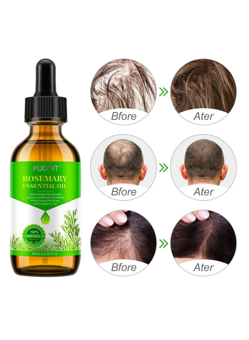 IFUDOIT 60ml Rosemary Essential Oil for Hair Growth Pure Organic Rosemary Oil for Dry Damaged Hair and Growth Hair Scalp Oil Pure and Natural Premium Quality Oil Hair Loss Treatment Oil for Men and Women - Image 2