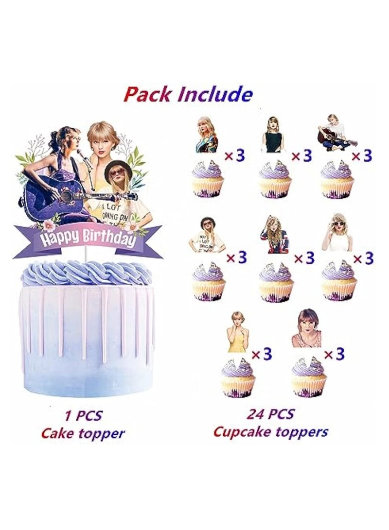 Zikra 25pcs Cake Decorations, Personalised Cake Topper, Cupcake Toppers, with 1pcs Cake Topper and 24pcs Cupcake Toppers - Image 5