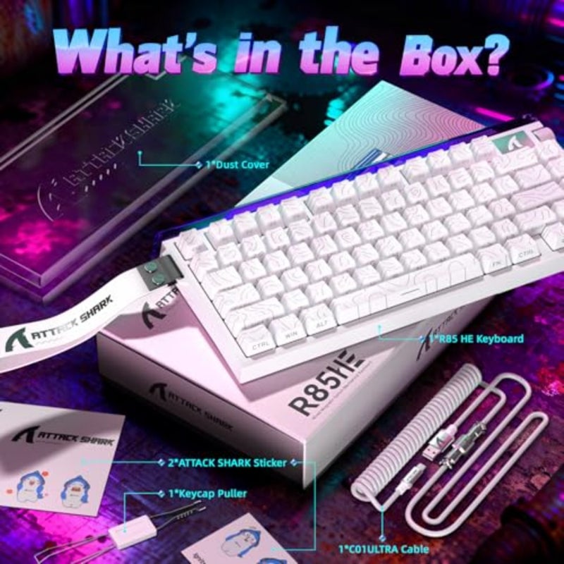 لوحة مفاتيح ألعاب للكمبيوتر الشخصي/Win/Mac، مفاتيح مخططة باللون الأبيض ABS، تخطيط 75، استقصاء 8 كيلو هرتز، تنشيط RT 0.005 مم، مسح ضوئي 256 كيلو، تبديل سريع، مغناطيسي سلكي - Image 5