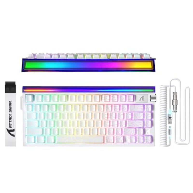 لوحة مفاتيح ألعاب للكمبيوتر الشخصي/Win/Mac، مفاتيح مخططة باللون الأبيض ABS، تخطيط 75، استقصاء 8 كيلو هرتز، تنشيط RT 0.005 مم، مسح ضوئي 256 كيلو، تبديل سريع، مغناطيسي سلكي - Image 1