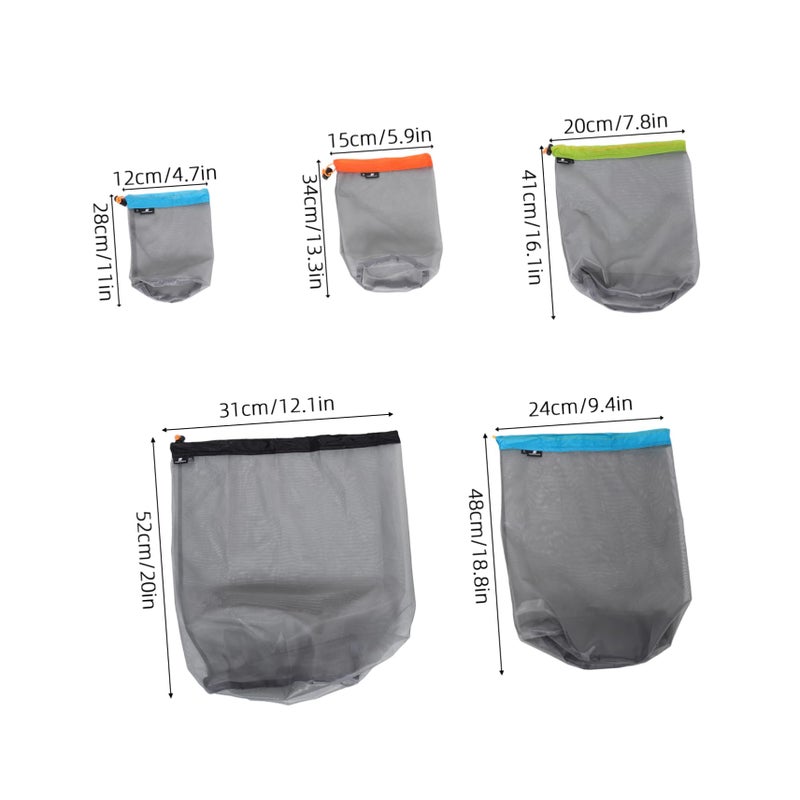 Reusable Polyester Mesh Storage Sack Set For Sleeping Bags Jackets Outdoor Gear Grey - Image 3