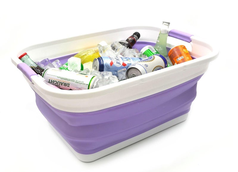 SAMMART 41L (10.8 gallon) Collapsible Plastic Laundry Basket-Foldable Pop Up Storage Container/Organizer-Portable Washing Tub-Space Saving, Water capacity: 32L (8.4 gallon) (Rectangular, Lt. Purple) - Image 4
