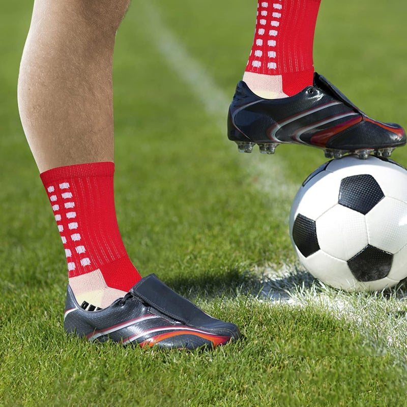 Yufree Men's Soccer Socks Anti Slip Non Slip Grip Pads for Football Basketball Sports Grip Socks, 4 Pair - Image 4