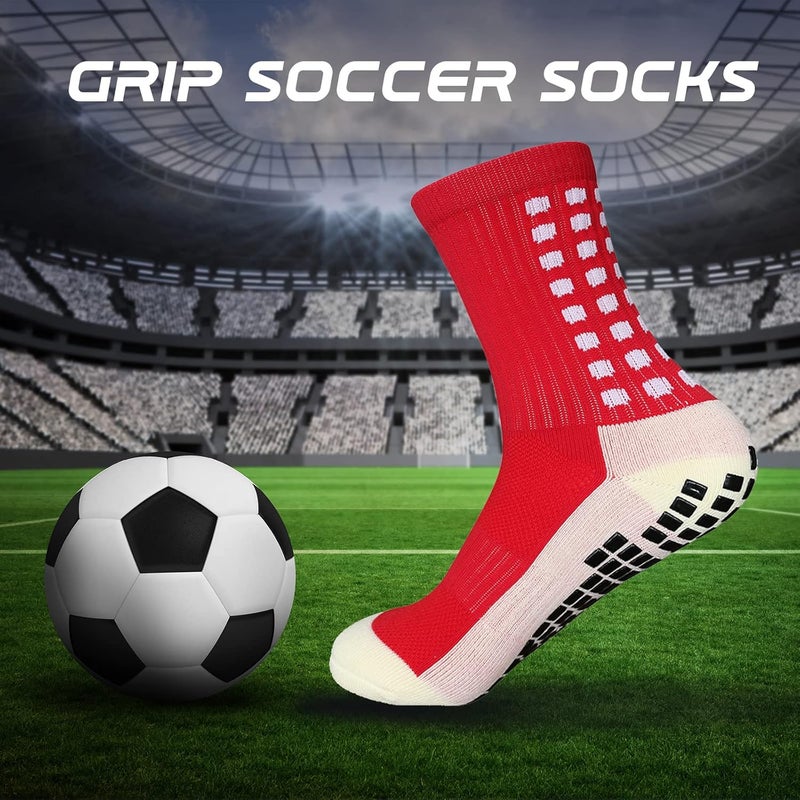 Yufree Men's Soccer Socks Anti Slip Non Slip Grip Pads for Football Basketball Sports Grip Socks, 4 Pair - Image 2