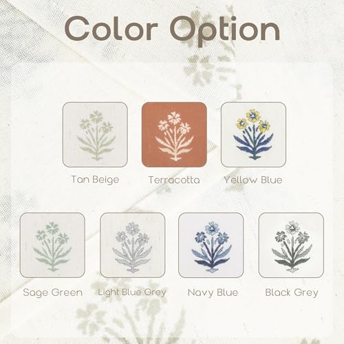 Lino Rosa Neutral Curtains for Modern Farmhouse Style Living Room,Farm House Country Floral Patterned Linen Sheer Primitive Curtain for Bedroom 96 Inch Long 2 Panel Set 8FT 8 FT Length Floor to Ceiling Curtains - Image 4