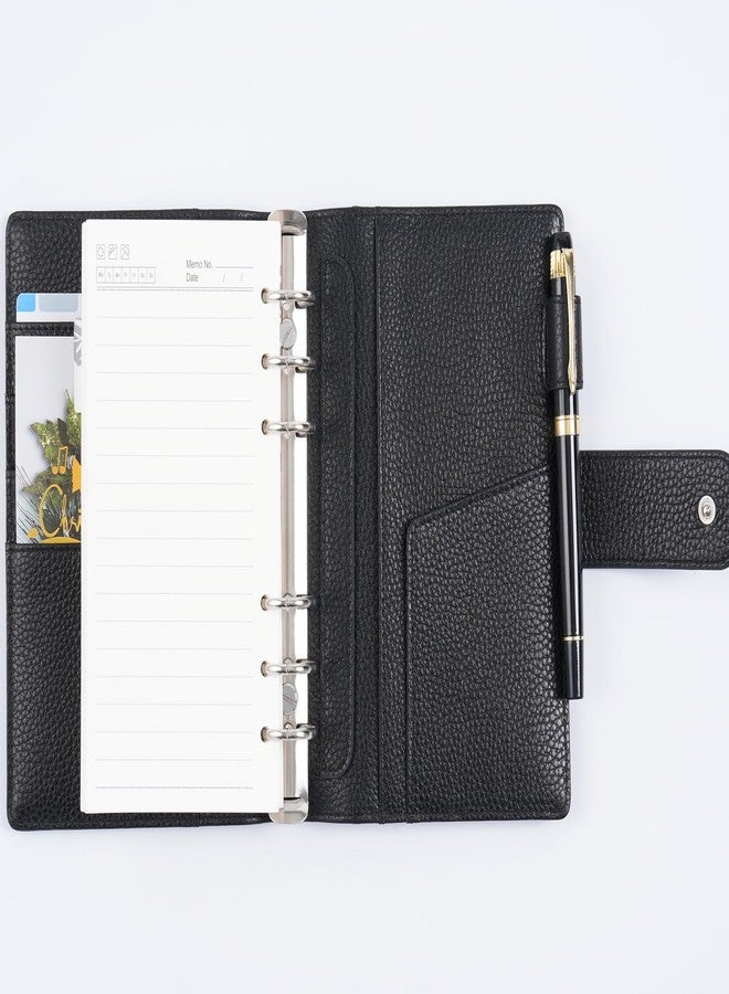 Moterm Personal Elite Rings Planner - Genuine Leather Binder Organizer without Big Back Pocket (Pebbled-Black, 25mm Ring) - Image 4
