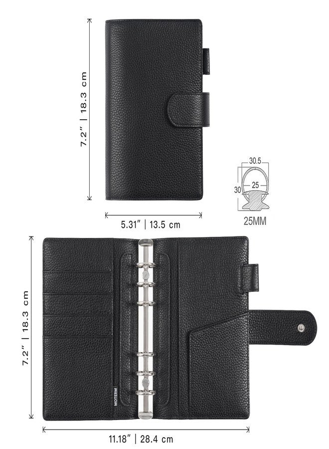 Moterm Personal Elite Rings Planner - Genuine Leather Binder Organizer without Big Back Pocket (Pebbled-Black, 25mm Ring) - Image 2