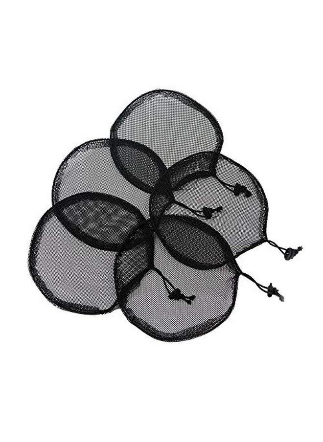 yantaisiyu 5Pcs Black Ponytail Hair Net Ponytail Wig Cap With Elastic Drawstring Ponytail Net Base For Making Hair Bun Hair Wig Making Tool For Women (Round)  - Image 3