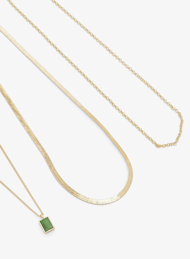 Ella GOLD Dainty Jewel Embellished Layered Necklaces for Women | Best Price UAE