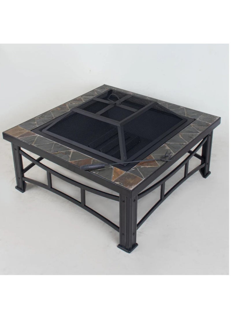 Outdoor Portable Metal Fire Pit Bbq Square Table - Image 1