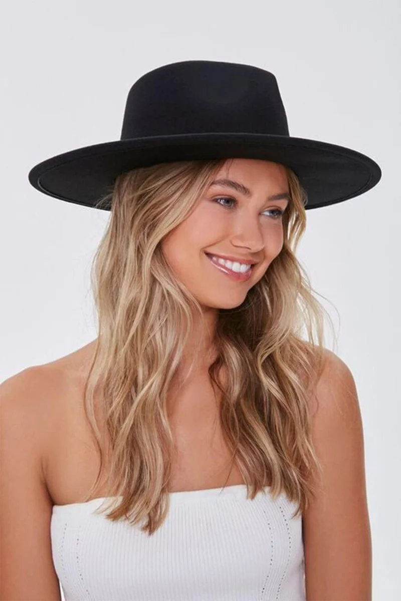 Bahels Imported Black Fedora Hat Hard Cowboy Panama Hat - Adjustable