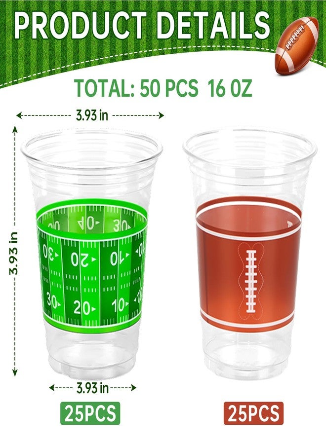 Labrostar Football Cups Football Party Decorations 50Pcs 16oz Disposable Game Cup Tailgate Events Drinkware Decorations for Football Party Supplies Touchdown Favors Football Birthday Party Decorations - Image 3