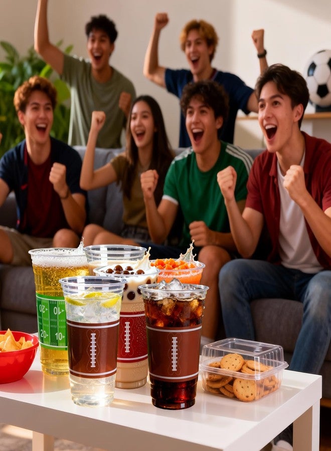 Labrostar Football Cups Football Party Decorations 50Pcs 16oz Disposable Game Cup Tailgate Events Drinkware Decorations for Football Party Supplies Touchdown Favors Football Birthday Party Decorations - Image 4