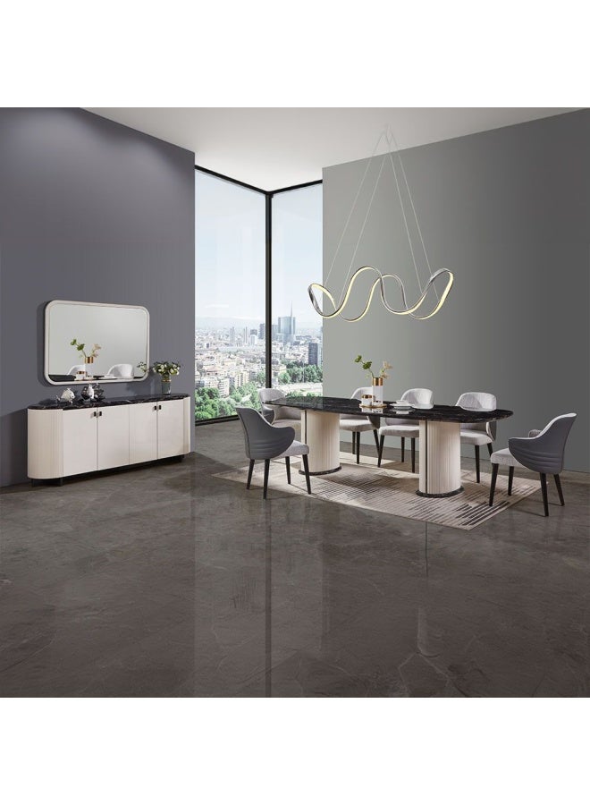 DANUBE HOME Krisalis 1 + 8 Dining Set - Beige/Black  - Image 1