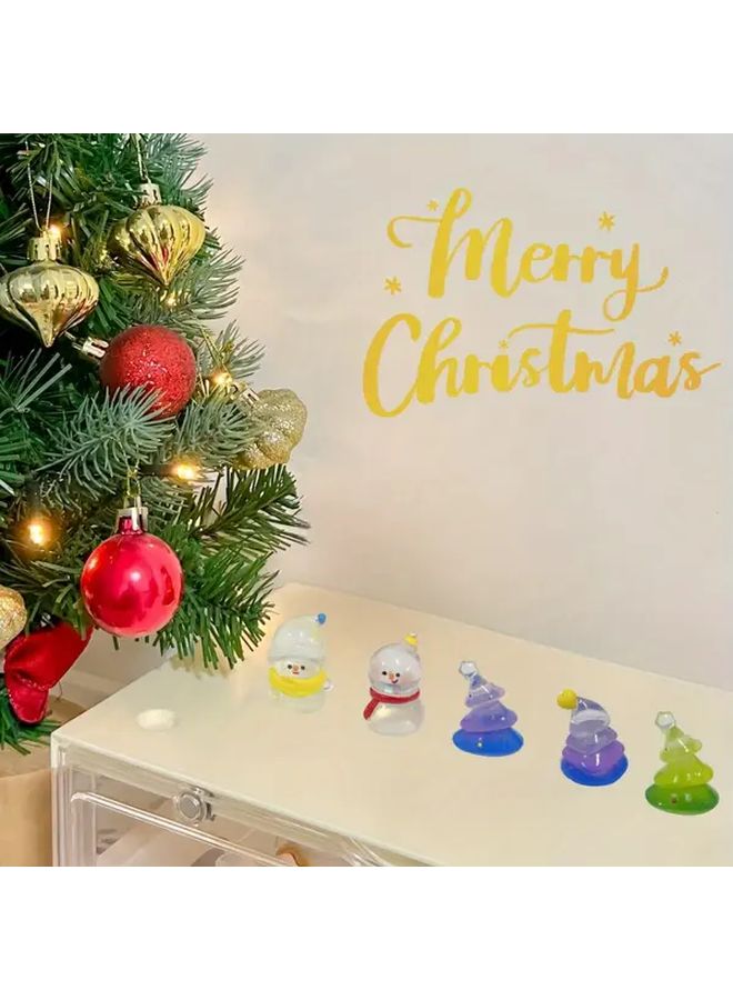 Holiday Season Tree 3pcs Mini Christmas Snowman And Tree Statue Decorations - Image 4
