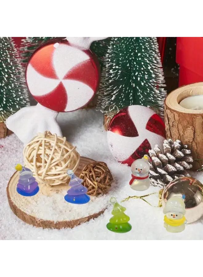 Holiday Season Tree 3pcs Mini Christmas Snowman And Tree Statue Decorations - Image 3
