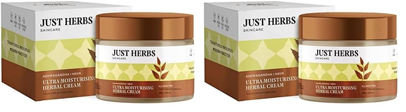 Just Herbs Just Herbs Ayurvedic Herbal Nourishing Face Moisturizing Massage Cream with Ashwagandha  Neem for Men  Women  Face Cream for Winters Dull  Dry Skin 100 gm Pack of 2 - Image 1