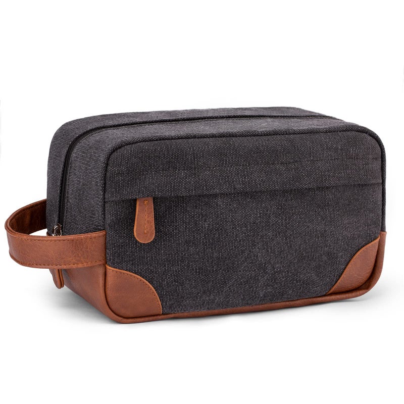 Vorspack Toiletry Bag Hanging Dopp Kit for Men Water Resistant Canvas Shaving Bag with Large Capacity for Travel - Dark Grey - Image 1