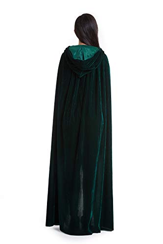 Crizcape Unisex Halloween Costume Cape Hooded Velvet Cloak for Men and Womens Green Small - Image 3