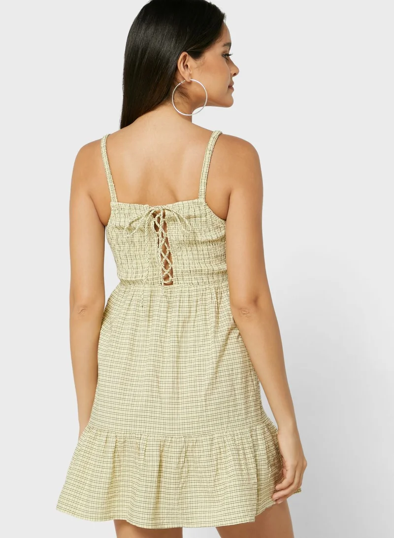 Cotton On Poppy Shirred Tie Up Back Mini Dress