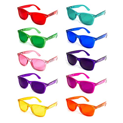 GloFX Color Therapy Glasses 10 Pack | Light Therapy Glasses for Chromotherapy, Mood Enhancement, Chakra Healing | Colored Sunglasses for Light Sensitivity - Image 1