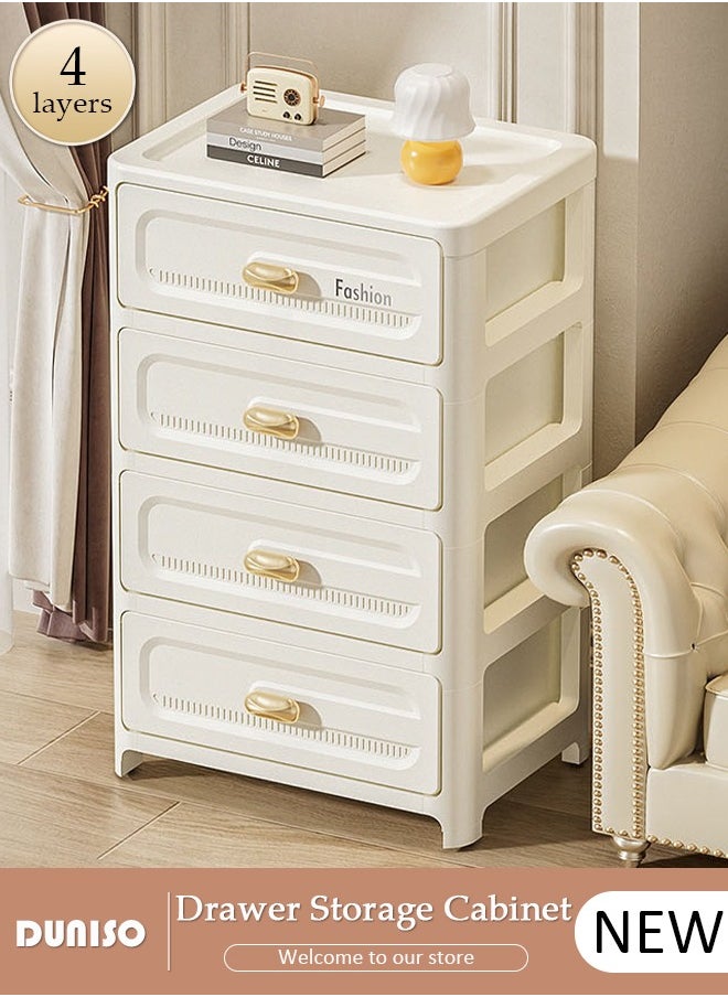 DUNISO Plastic Storage Bins, Drawer Storage Cabinet Toys Storage Box 4 Layer containers for Kitchen Storage Box for Clothes,Toys,Portable Storage Organizer Mobile File Storage Cabinet, Waterproof Drawer Containers for Bathroom,Storage Bins for Home Office School  - Image 1