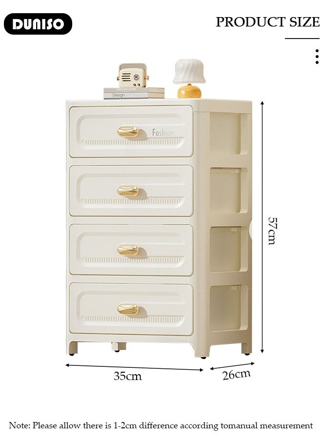 DUNISO Plastic Storage Bins, Drawer Storage Cabinet Toys Storage Box 4 Layer containers for Kitchen Storage Box for Clothes,Toys,Portable Storage Organizer Mobile File Storage Cabinet, Waterproof Drawer Containers for Bathroom,Storage Bins for Home Office School  - Image 2