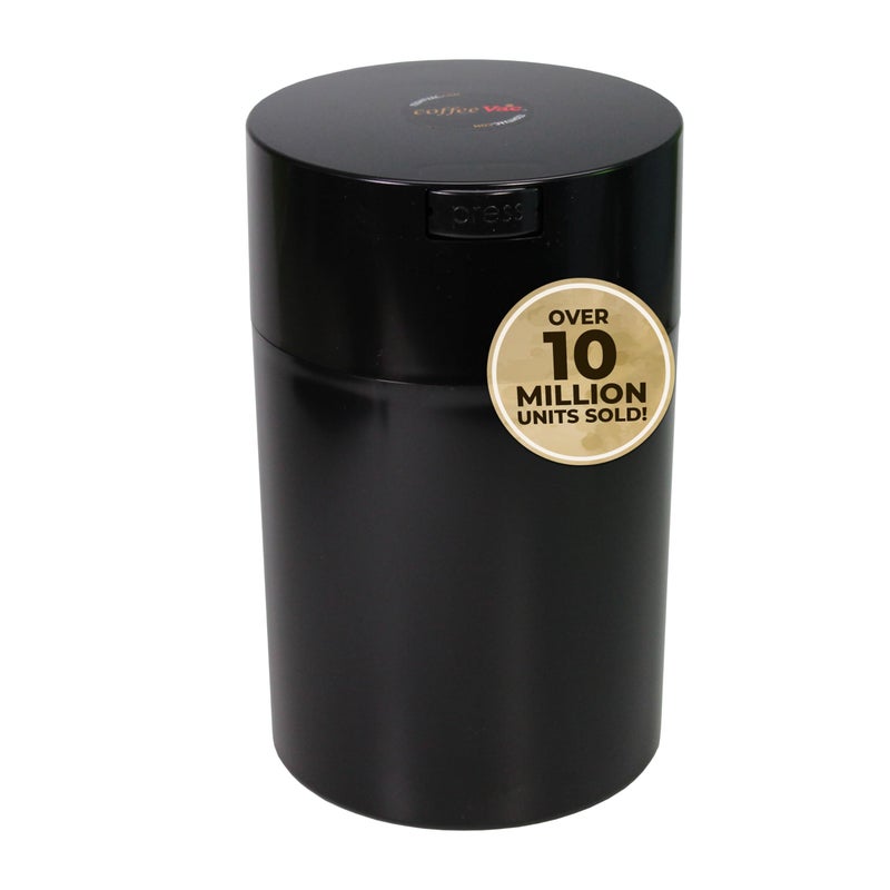 COFFEEVAC 1LB Patented Airtight Multi-use Vacuum Works as Smell Proof Ground Coffee Bean Containers. Black Cap and Body, 1.85-Liter/1.6-Quart - Image 1