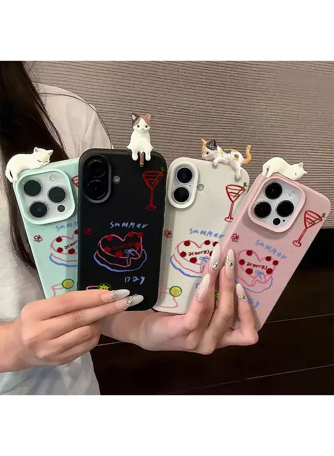 Mixed Color 3 Cute 3D Cat Accessories Case for iPhone 16 - Image 5