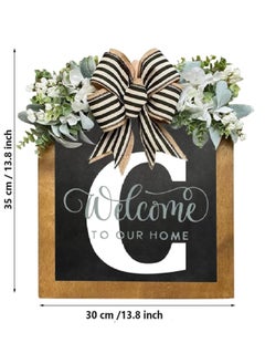 Y&D Welcome Sign Creative Bowknot Letter Wreath In Front Of The Door Outdoor Decoration Props For The Courtyard 35x40CM  - Image 2