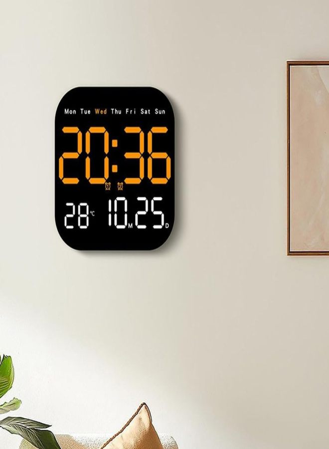 Reloj de Pared Digital, Reloj Despertador de visualización Grande con Control Remoto, Reloj Digital con luz Nocturna, Fecha Semana, Temperatura para recámara (Naranja) - Image 4