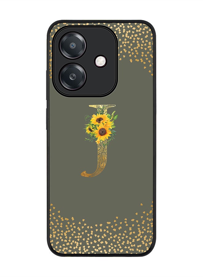 Stylizedd For Oppo A60 5G / A3 5G / A3x 5G Case,Slim fit Camera Protection, Shockproof Thin Phone cover - Custom Floral Monogram - J (Olive Green ) - Image 1