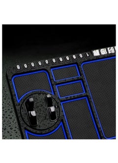 Generic Car Non-Slip Phone Pad Set,4-in-1 Multifunction Phone Pad Non Slip Dashboard Mat with Digital Tag Anti-Slip&Shake Sticky Pads Phone Holder Cars 360 Degrees Rotating Phone Holder Mat (Blue)  - Image 2