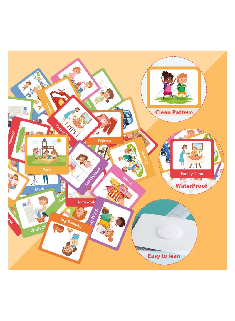 NOVOLAN Visual Time Chart for Children, Visual Time Chart Non-Verbal Communication Visual Aid Schedule Planning Daily Cards, Hook and Loop Tape, With 60 Visual Cards & 12 Background Boards - Image 2