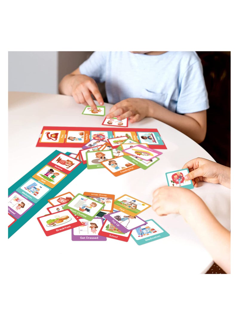 NOVOLAN Visual Time Chart for Children, Visual Time Chart Non-Verbal Communication Visual Aid Schedule Planning Daily Cards, Hook and Loop Tape, With 60 Visual Cards & 12 Background Boards - Image 4