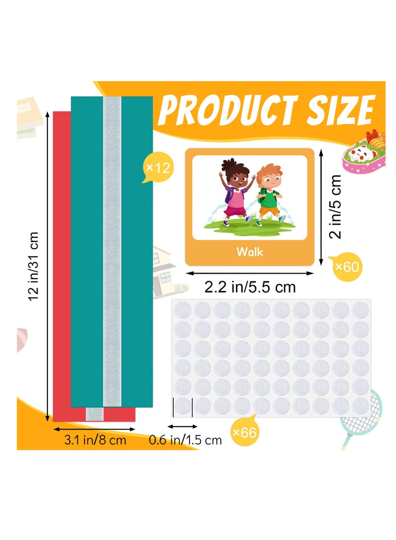 NOVOLAN Visual Time Chart for Children, Visual Time Chart Non-Verbal Communication Visual Aid Schedule Planning Daily Cards, Hook and Loop Tape, With 60 Visual Cards & 12 Background Boards - Image 5